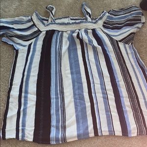 Girls off the shoulder top with strips